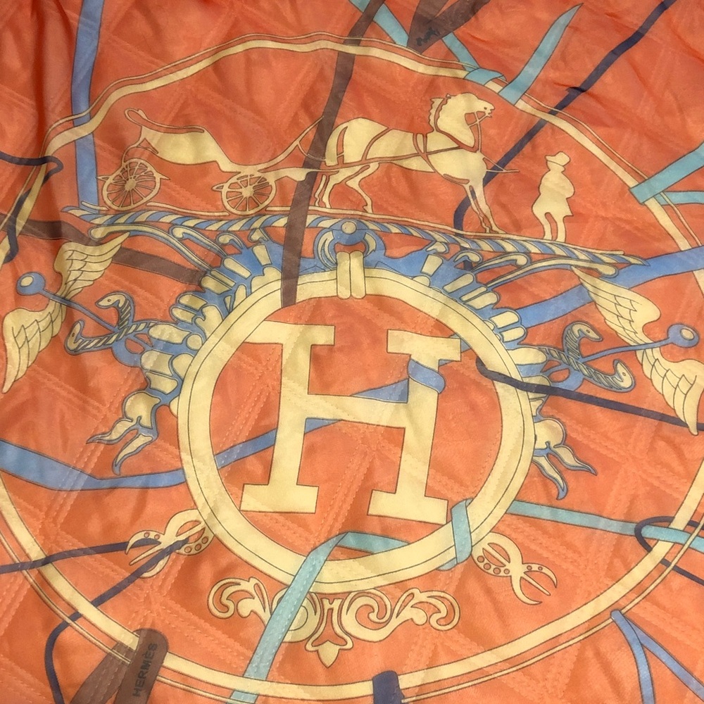 HERMES Attrape Tes Reves Long *69” x 27”Orange Silk Scarf Please Read